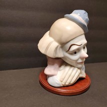 Sad Clown Head Figurine on Wood Base, Meico Porcelain, Paul Sebastian Feelings image 5