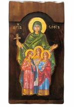Wooden Greek Christian Orthodox Wood Icon of Saint Sofia Sophia / K4 - $158.30