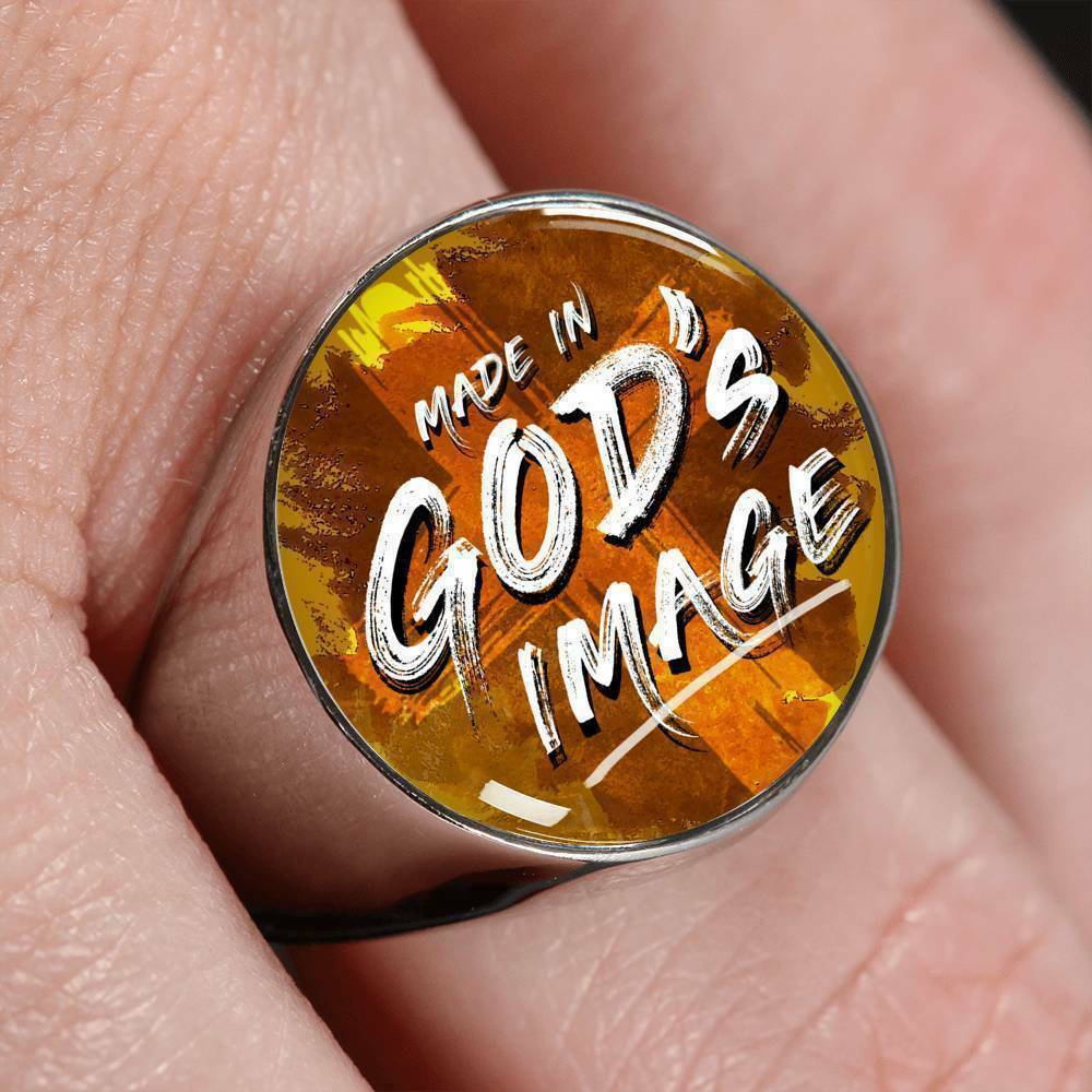 Made in Gods Image Bible Verse Handmade Stainless Steel Circle