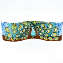 Fused Art Glass Peacock Showy Plume Wavy Decor Sun Catcher Handmade Ecuador