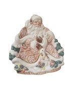 Fitz and Floyd Woodsy Santa Claus With Snow Hair Bunny Rabbits Cookie Tr... - £11.04 GBP