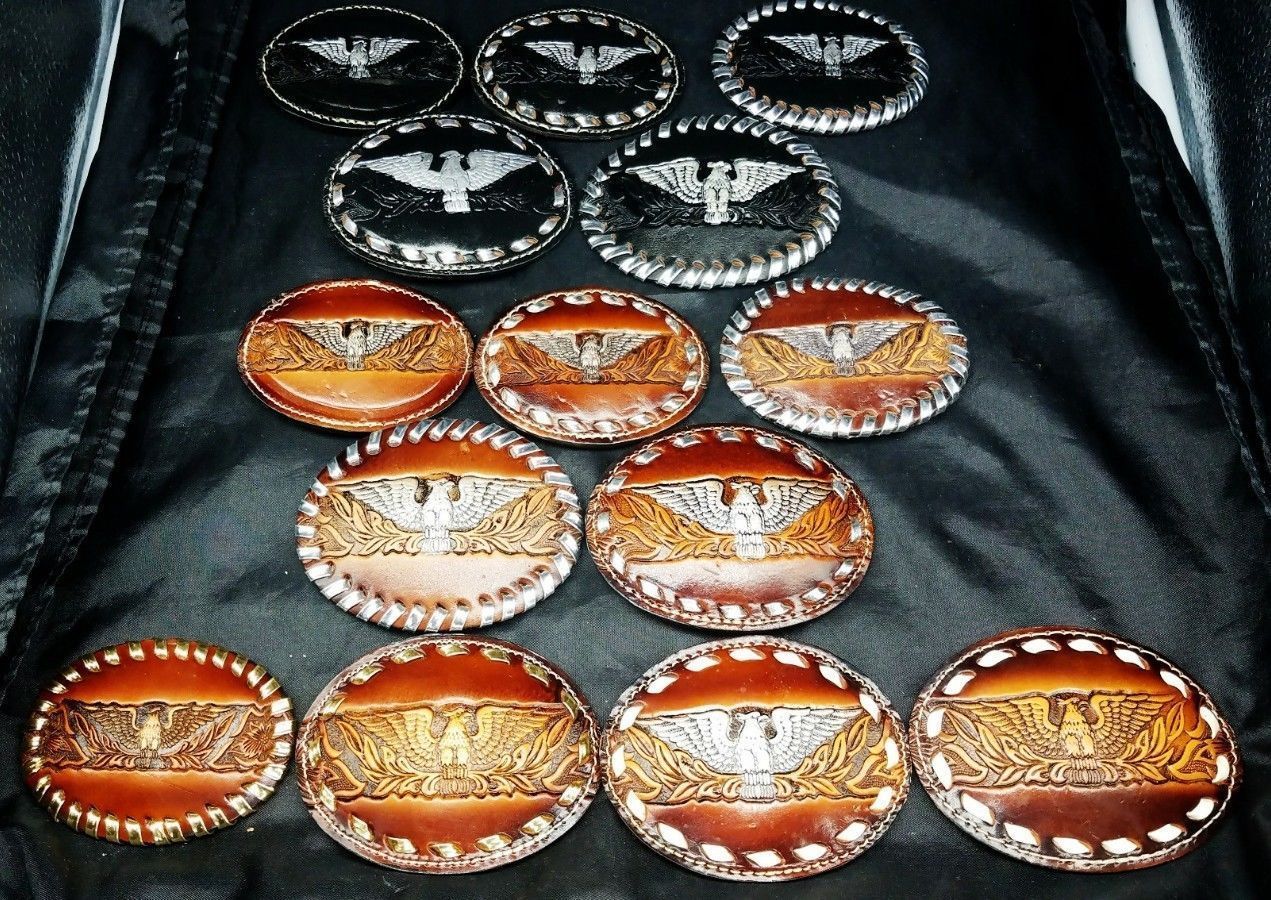 Belt BUCKLE with American EAGLE Genuine LEATHER 14 different BLACK or BROWN