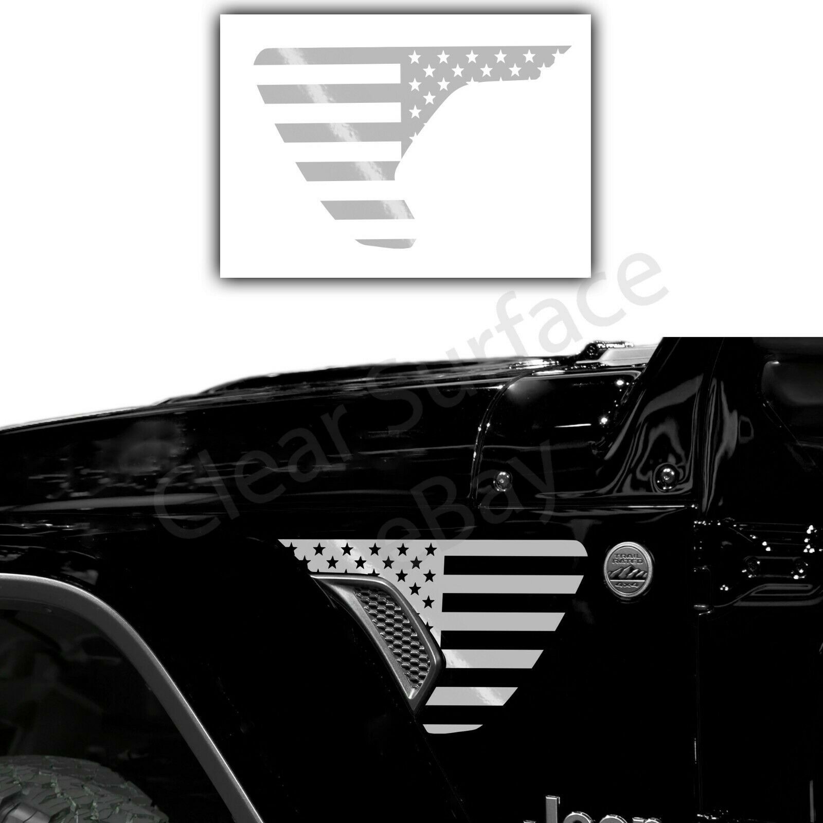 Precut Fender Vent American Flag Decal Fits Jeep Wrangler JL 20182020