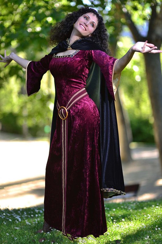 Tangled Mother Gothel Costume,Mother Gothel Cosplay Dress with Cape.