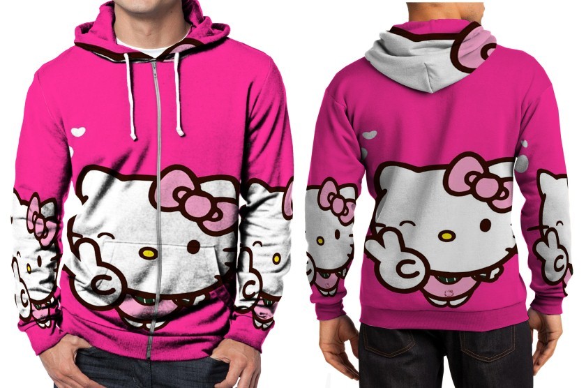 Hello Kitty Pink Hoodie Zipper Fullprint Men