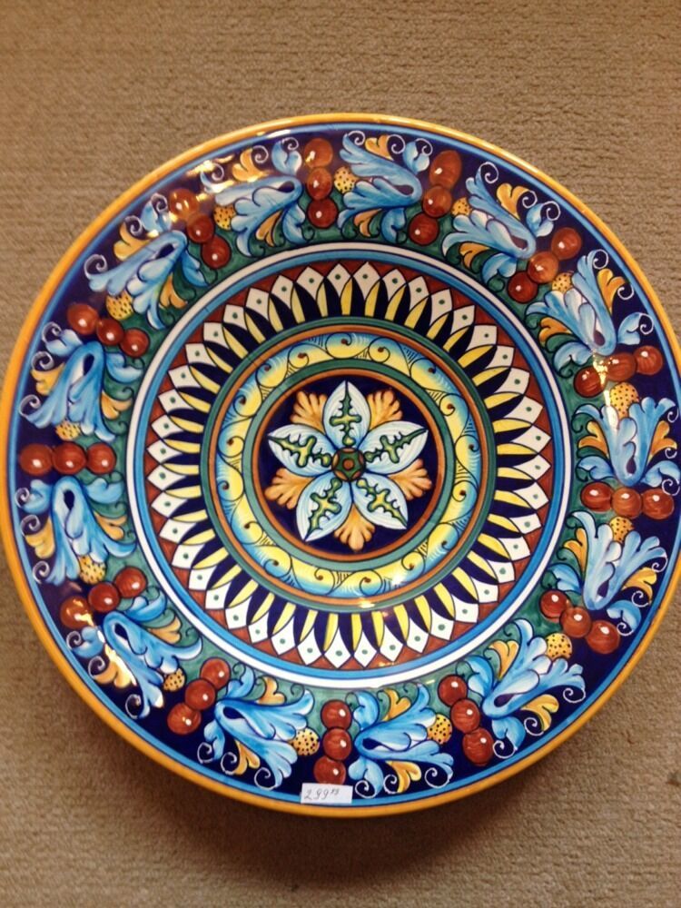 Deruta Pottery-14inch plate vario Pattern made/painted byhand-Italy ...