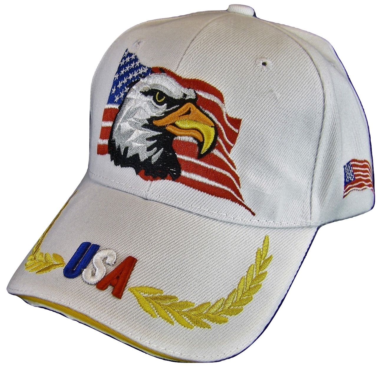 USA American Bald Eagle Flag on Side Patriotic Men's Adjustable ...