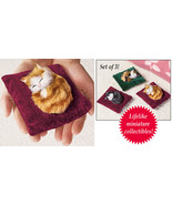 Set of 3 Lifelike Furry Kittens Sleeping on Pillows Collectible Animal Cat - $14.06