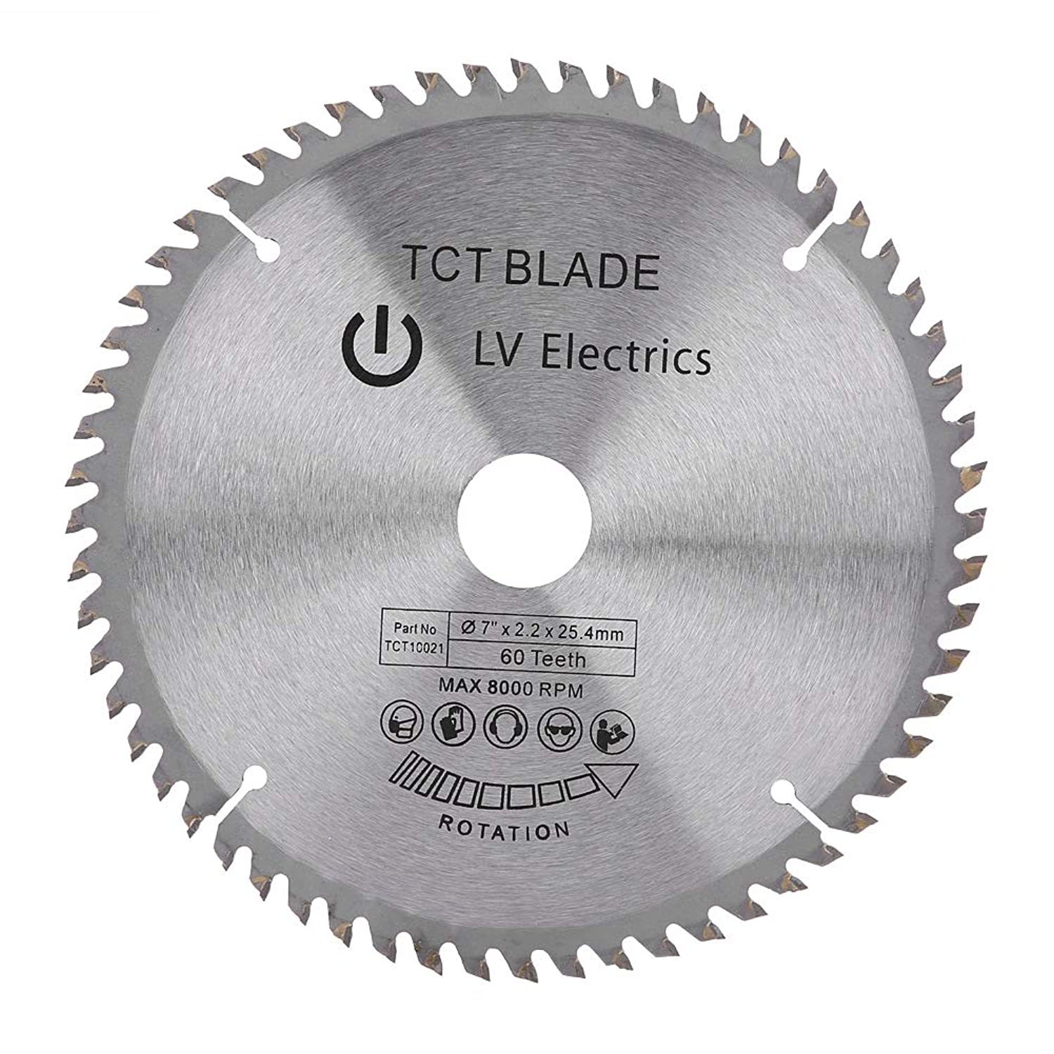 7 (180Mm) 60 Teeth Carbide Circular Saw Blade, Silver Cutting Disc For Wood Plas