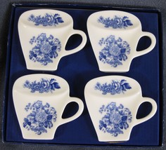 Spode Blue Room Collection FLORAL Tea Bag Holder Coaster Set of 4 England - $24.95