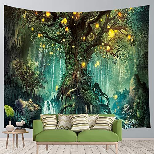 JAWO Fantasy Forest Wall Tapestry A Large Life Tree in Forest with ...