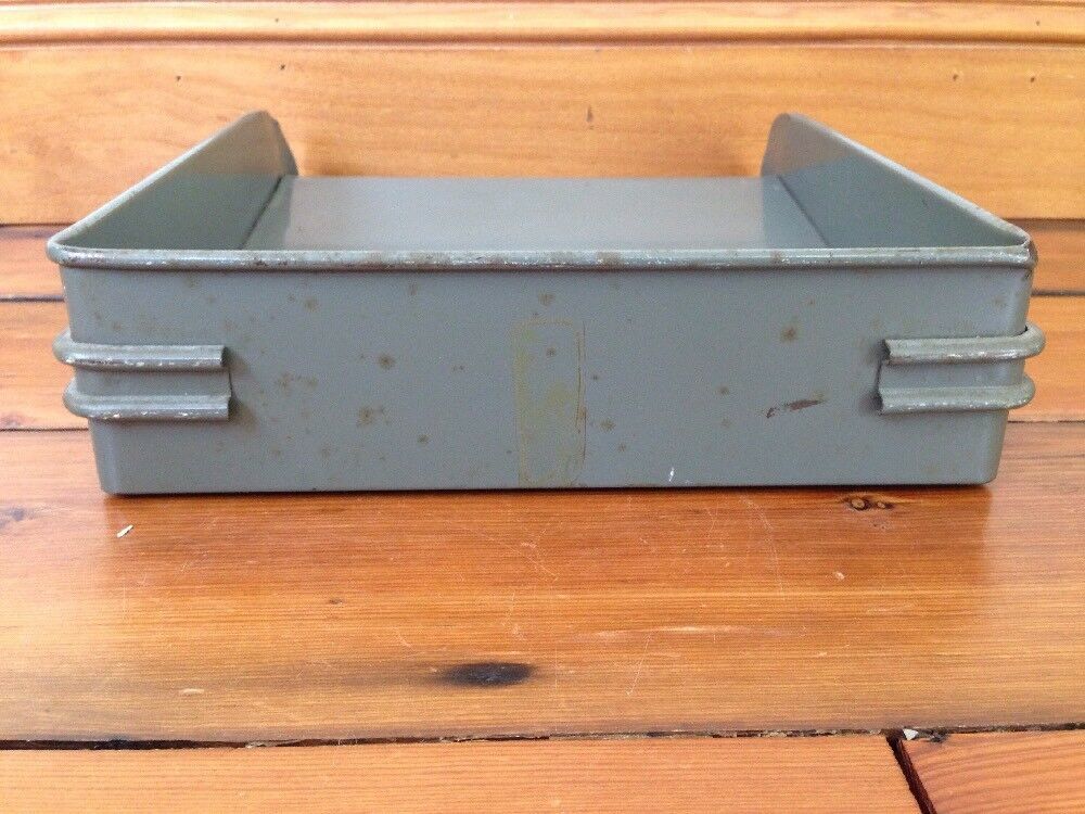 Vintage Art Deco Globe Wernicke Industrial Grey Metal Desk Paper Letter