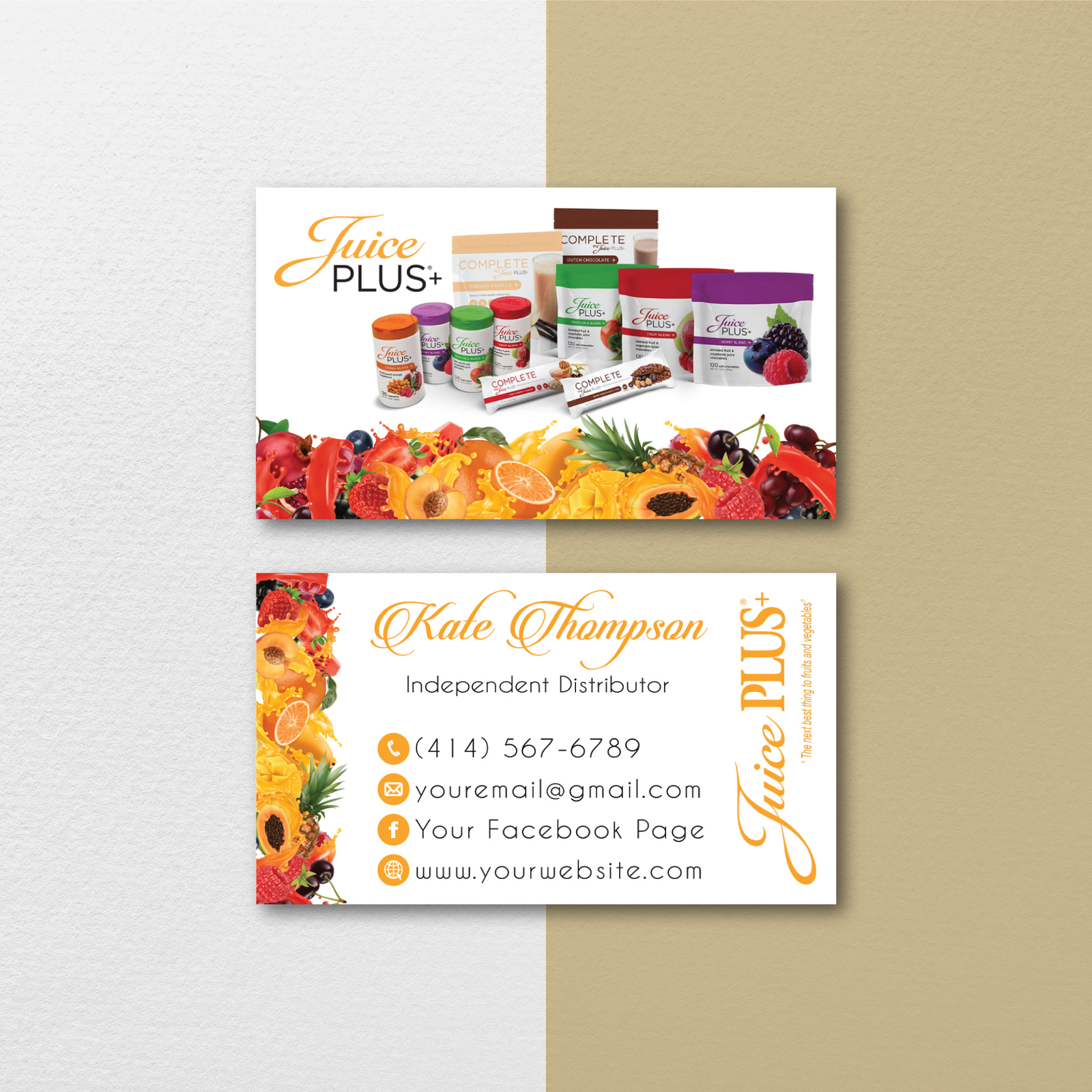 Personalized Juice Plus Business Cards, Juice Plus Business Cards, JL07