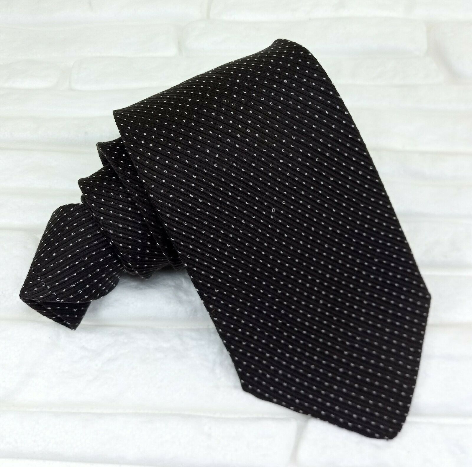 Black neck tie classic 3 geometric new 100% silk  Made in Italy JCC RP € 90