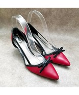 East 5th Womens   Sz 7.5 M Red  Slip On Pointed Toe 3&quot; Heels Pumps Bow A... - $29.99