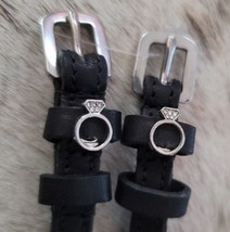 Engagement Ring Bling Leather English Spur Straps Adult Black image 1