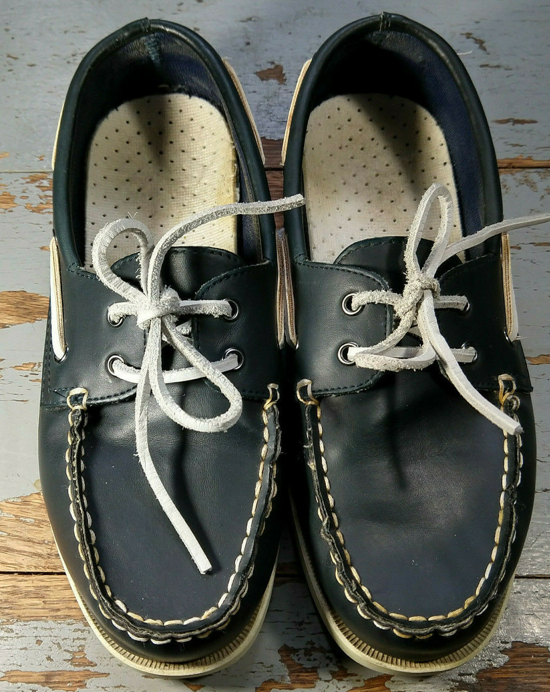 Vintage Thom McAn Classic Navy Boat Shoes Docksiders Size Men's 7M ...