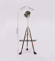Search Light With Wooden Base Tripod Floor Lamp By Nauticalmart - $197.01
