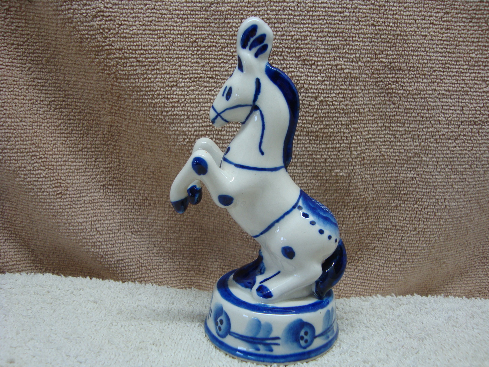 Primary image for Gzhel Porcelain blue & white circus horse figurine made in russia.