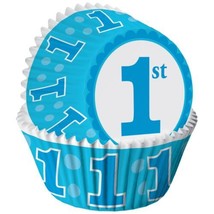 First Birthday Boy Blue 75 ct Baking Cups Cupcakes Liners - $4.74