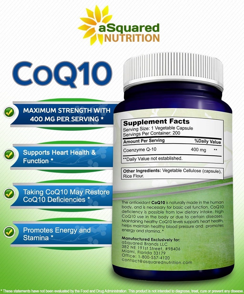 Coq10 400mg Max Strength 200 Capsules High Absorption Vegan Coenzyme Q10 Bars 4559