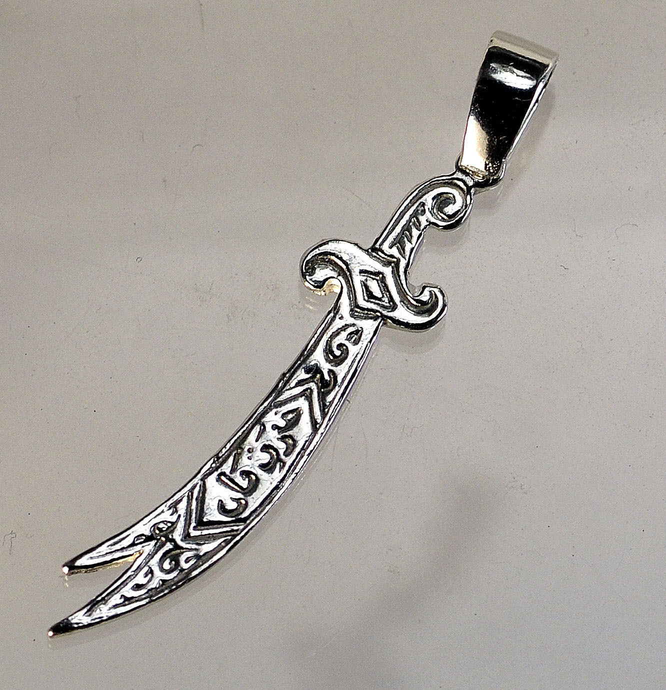 LOOK Islam Sword Muslim Ali Sterling Silver 925 Allah Zulfiqar charm ...