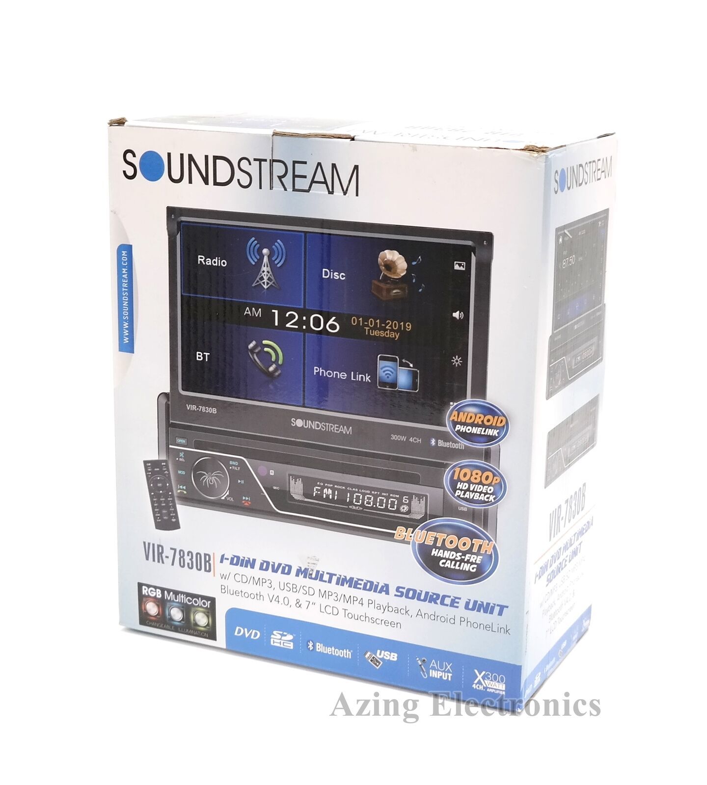Soundstream VIR7830B Bluetooth Car Stereo DVD/CD/MP3 Player 7" FlipUp
