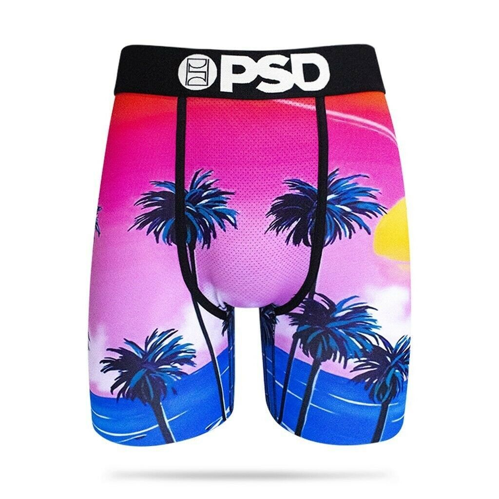 PSD Miami Sunset Palm Trees Ocean Mens Athletic Boxer Briefs Underwear