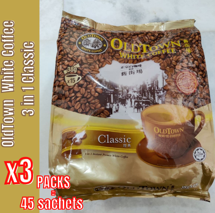 OldTown Old Town 3 in 1 White Coffee Classic 3 PACKS, Total 45 Sachets x 38g DHL