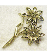 Flower Lapel Pin 2 3/4&quot; Statement Brooch Fashion Jewelry VTG Gold Plated  - $19.76