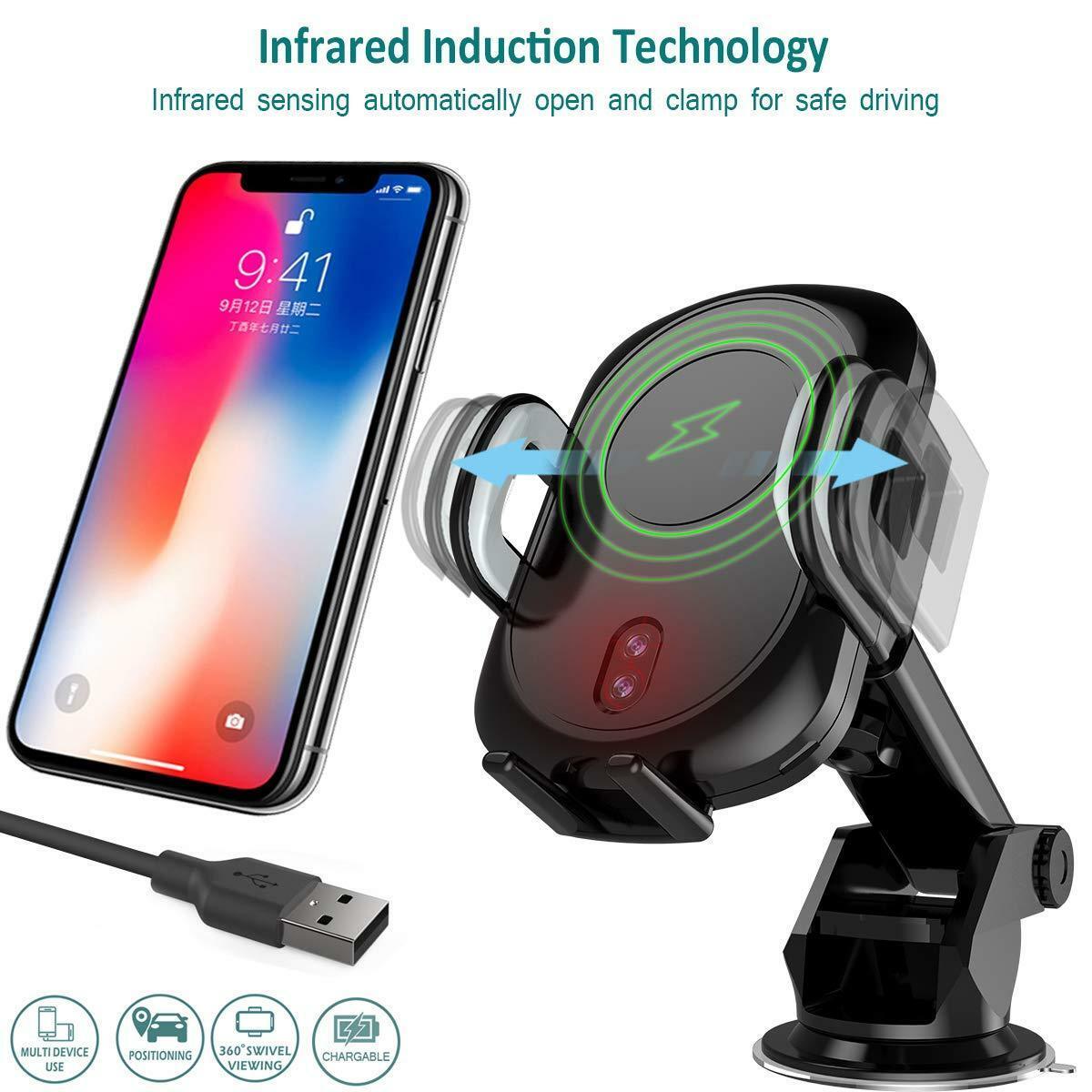GOSETH Wireless Car Charger Mount Automatic Infrared InductionFast ...