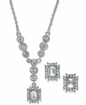 Charter Club Silver Tone Crystal Pendant "Y" Necklace & Earring Set $27 - $14.95