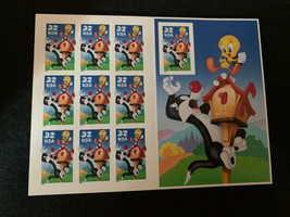 Usps 10 Stamps 32c Road Runner , Wile Coyote Warner Brothers Looney Tunes 2000 - $10.99