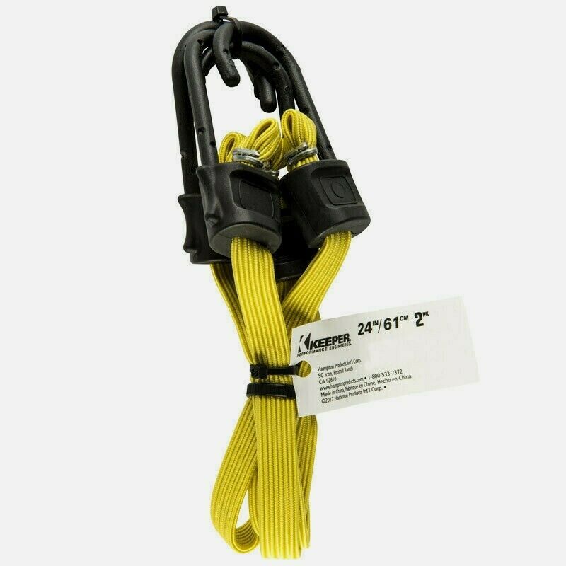 Keeper 24 Yellow FLAT BUNGEE CORD 2pc UV Protected Premium Grade Rubber A06121Z