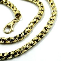 SOLID 18K YELLOW GOLD CHAIN NECKLACE 5 MM BIG SQUARE ROPE TUBE LINK, 20" 50cm image 3