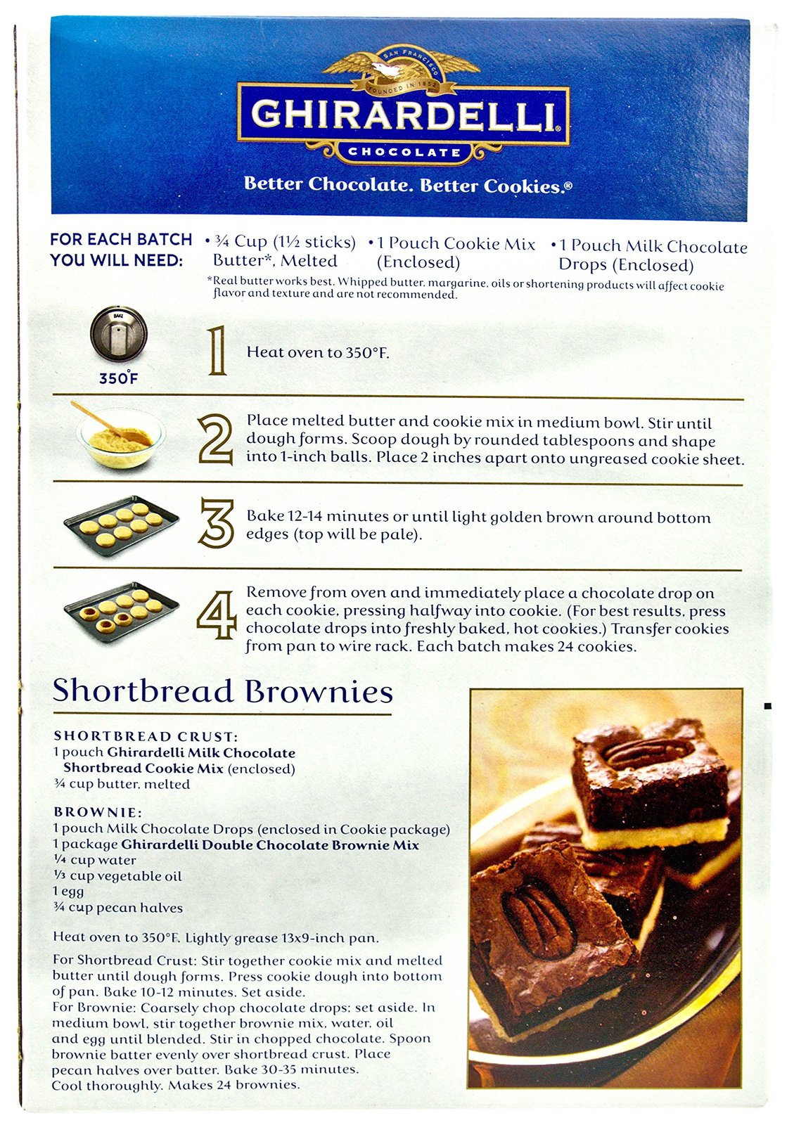 Ghirardelli Milk Chocolate Shortbread Chocolate Drop Premium Cookie Mix