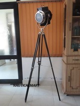 Vintage Floor Lamp Wooden Tripod Corner Shade  Search Light  