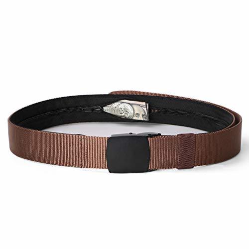 Travel Security Belt Zipper Pocket Nylon Belt with Interchangeable