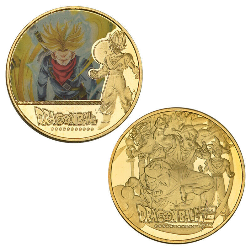 WR 5pcs Dragon Ball Z Gold Commemorative Coin Goku Vegeta Collection In 