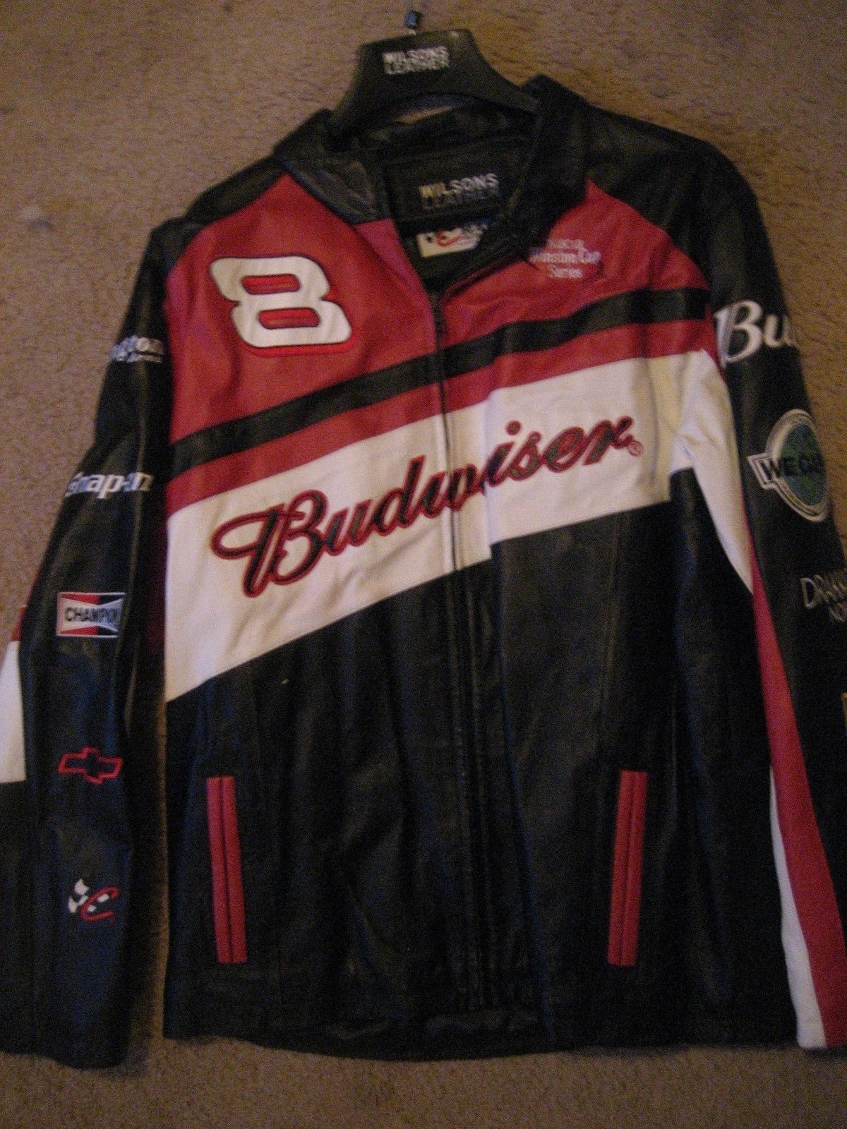 Dale Earnhardt Jr. Budweiser Leather Jacket Size Large Wilson Leather ...