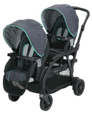 Graco Blue Double Twin Stroller Sit N Stand Travel System w 2 Infant ...