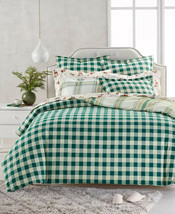 Martha Stewart Collection Holiday Flannel Neutral Plaid Duvet Cover, Twin - $119.00