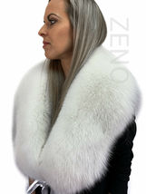 Arctic Fox Fur Collar 47' Saga Furs Pure White Color Fur Shawl Wrap Scarf Ribbon image 3