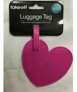  Take Off Luggage Tag Pink Heart &quot;Love&quot; Identification Tag  - $9.89