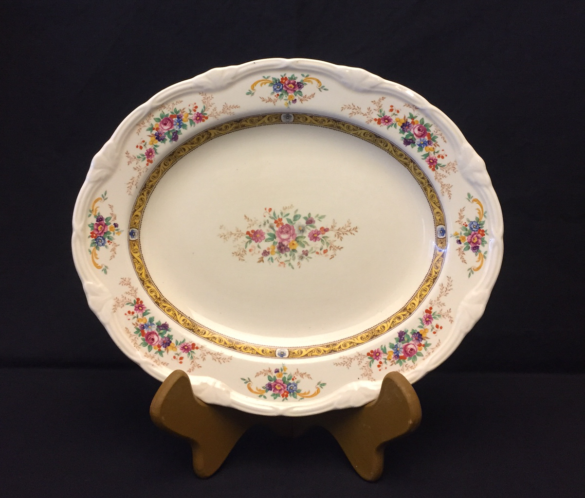 Vintage Grindley China small serving platter oval Ivory floral made in