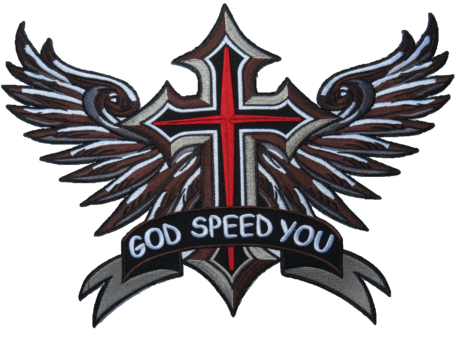 God Speed You Christian Rider Biker Wings Giant Xl Back Patch 12x84