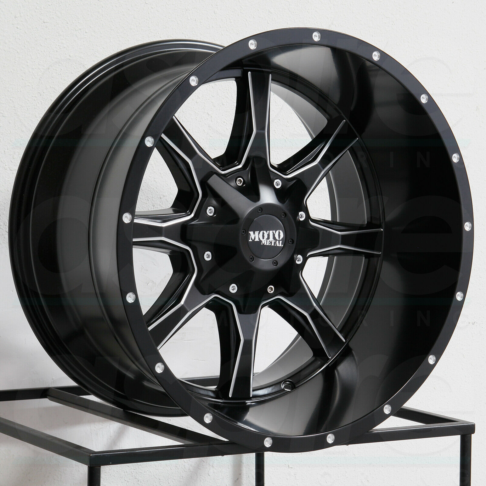 20x12 Moto Metal MO970 8x6.5/8x165.1 -44 Black Milled Wheels Rims Set(4 ...