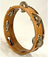 Vtg 7.5&quot; Wood Tambourine Percussion Instrument-6 Pair of Double Jangles ... - $27.81