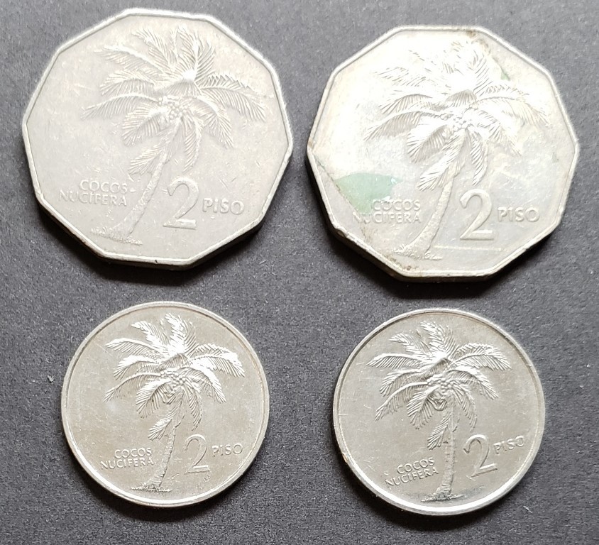 Philippine Two Peso Coins Andres Bonifacio Cocos Nucifera 1983, 1989