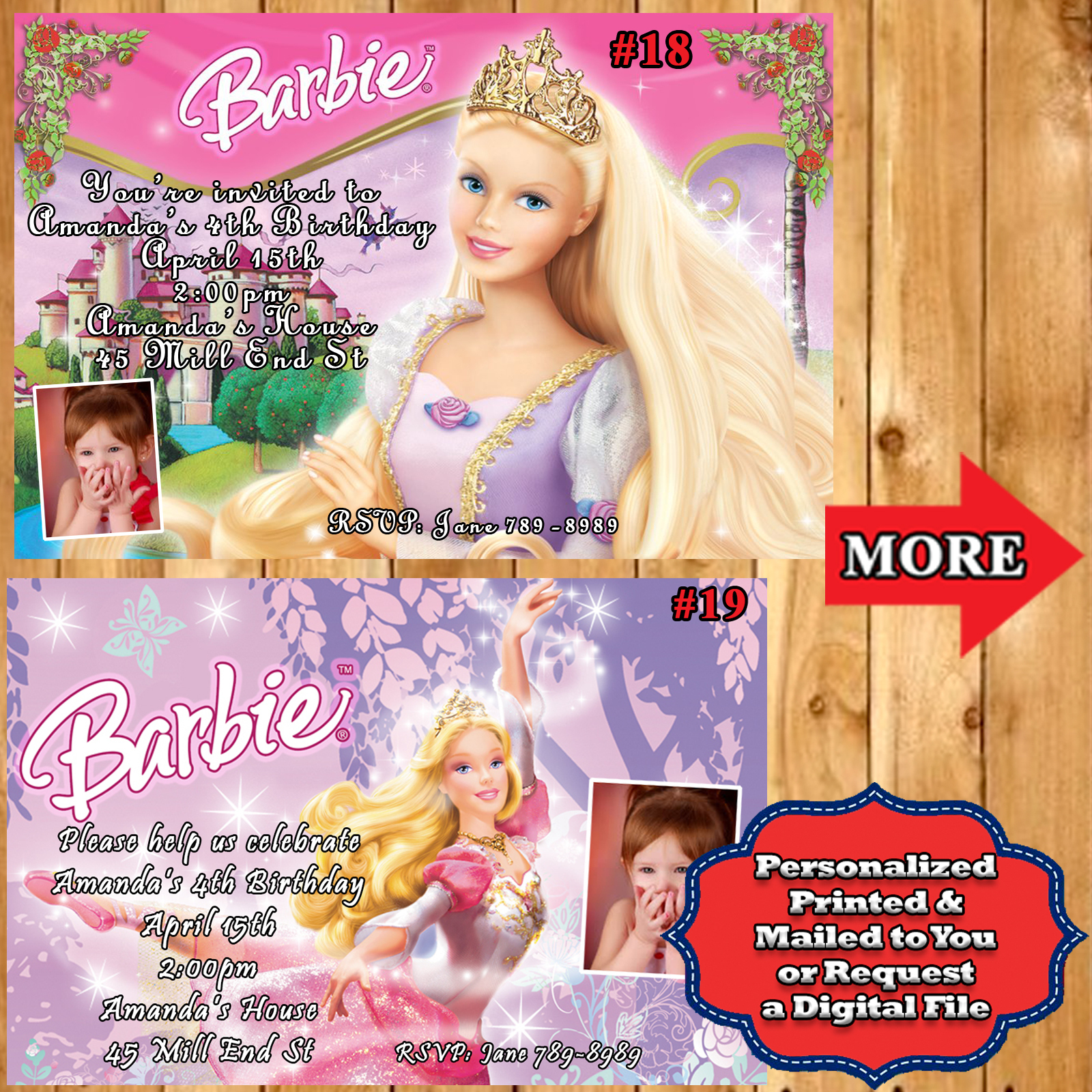 Barbie Birthday Invitations 10 each with Envelopes Personalized Custom ...